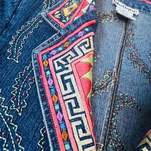 BLUTIQUE Women’s Embroidered Boho/Y2K Denim Jacket SZ:M - Picture 8 of 14